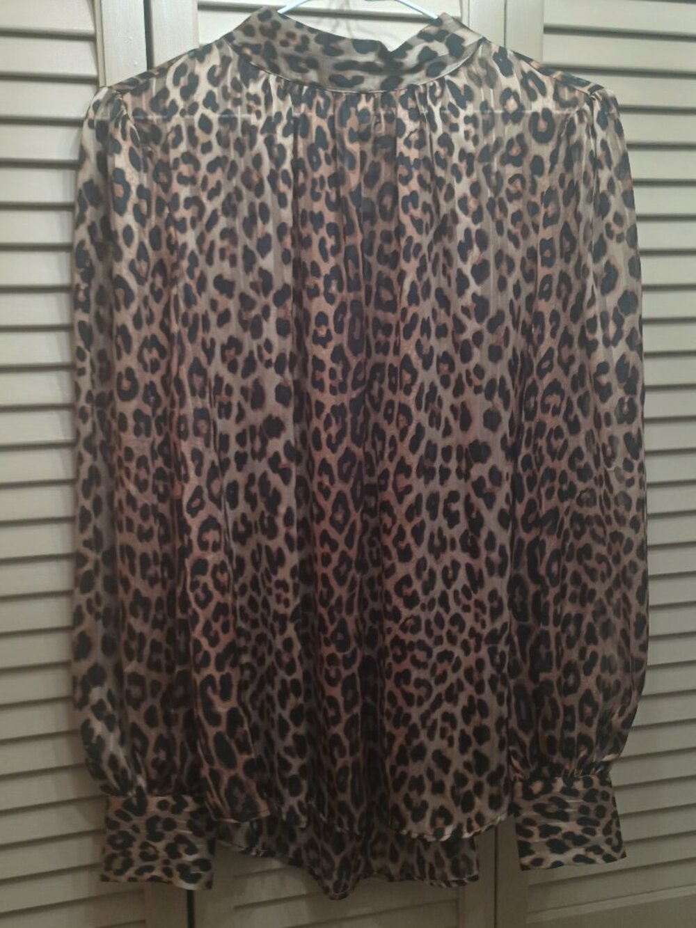 H&M Leopard Print Crepe Blouse Sz L